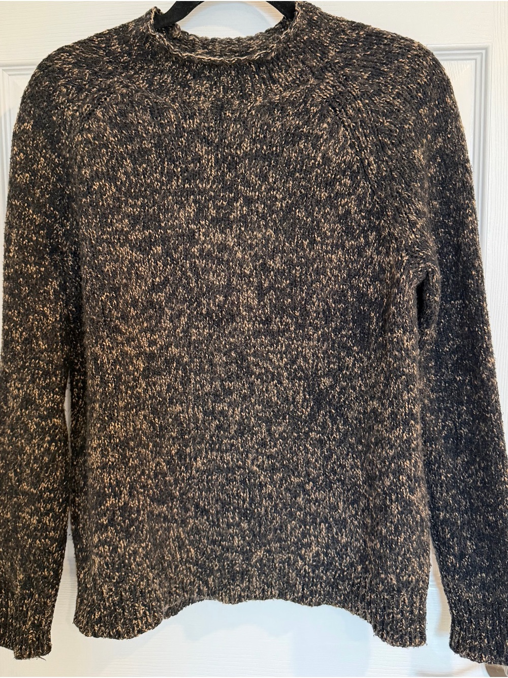 Ann Taylor Factory Black and Camel Heather Crewneck Sweater